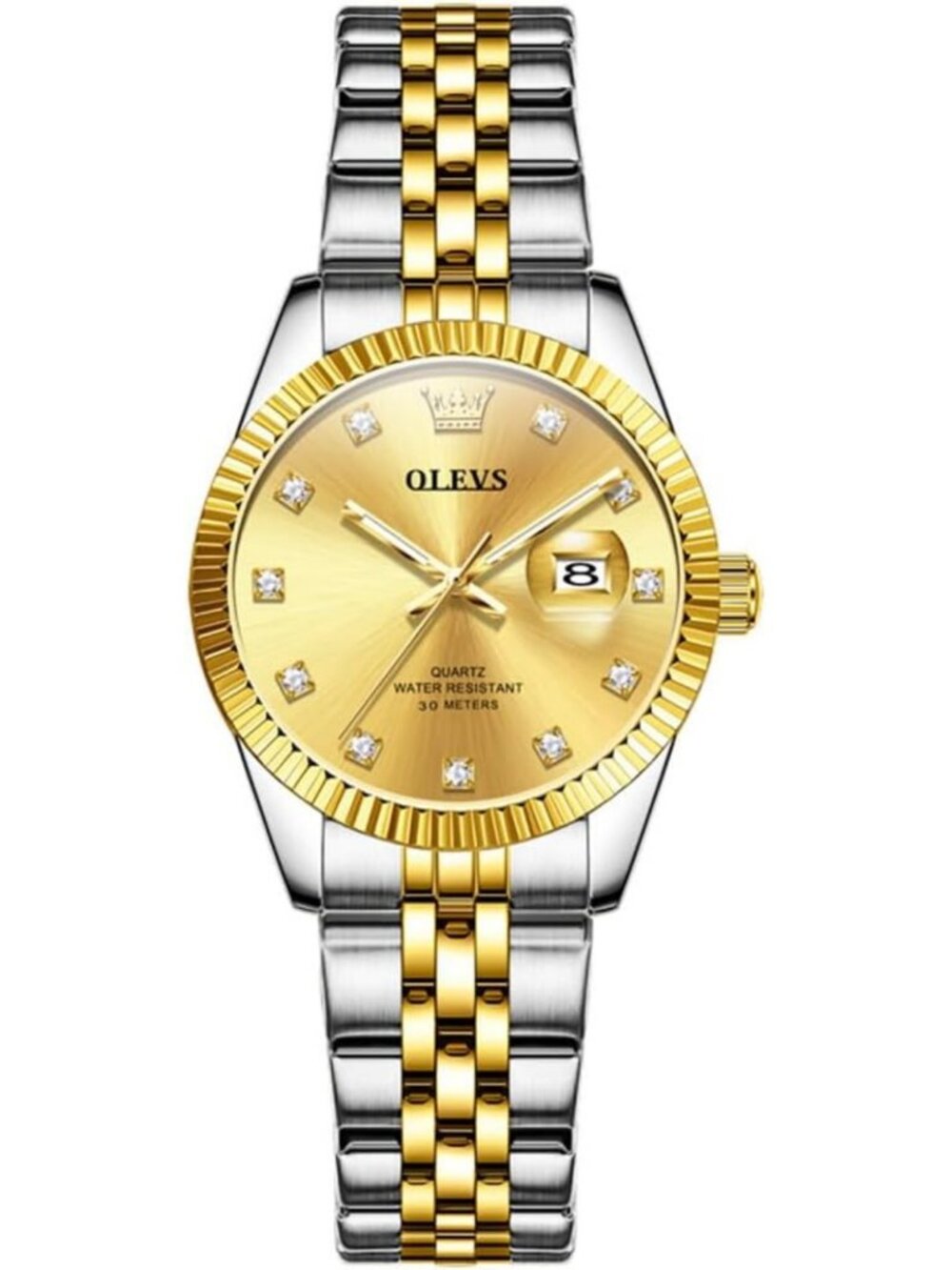Elegant Women's Analog Quartz Watch - Waterproof Two-Tone Stainless Steel